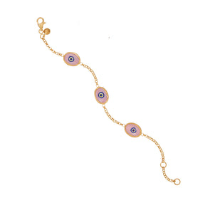 Lilac Protection Triple JuJu Eye Bracelet in 18K Gold