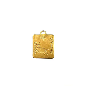 Vintage Brass Aries Charm