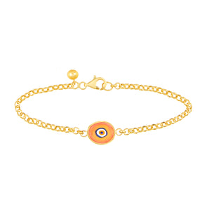 Orange Protection Single JuJu Evil Eye Bracelet in 24K Gold