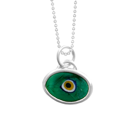 Green Protection Juju Eyeball in Sterling Silver