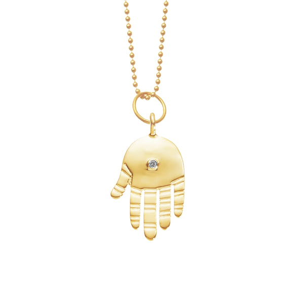 Protection Hamsa in 14K Gold w/ Diamond